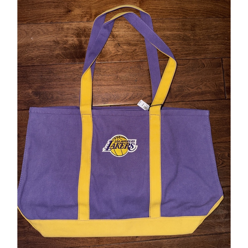 NBA Los Angeles Lakers Logo Large Tote Bag GAP Purple Canvas 21x11.5x10 NWT